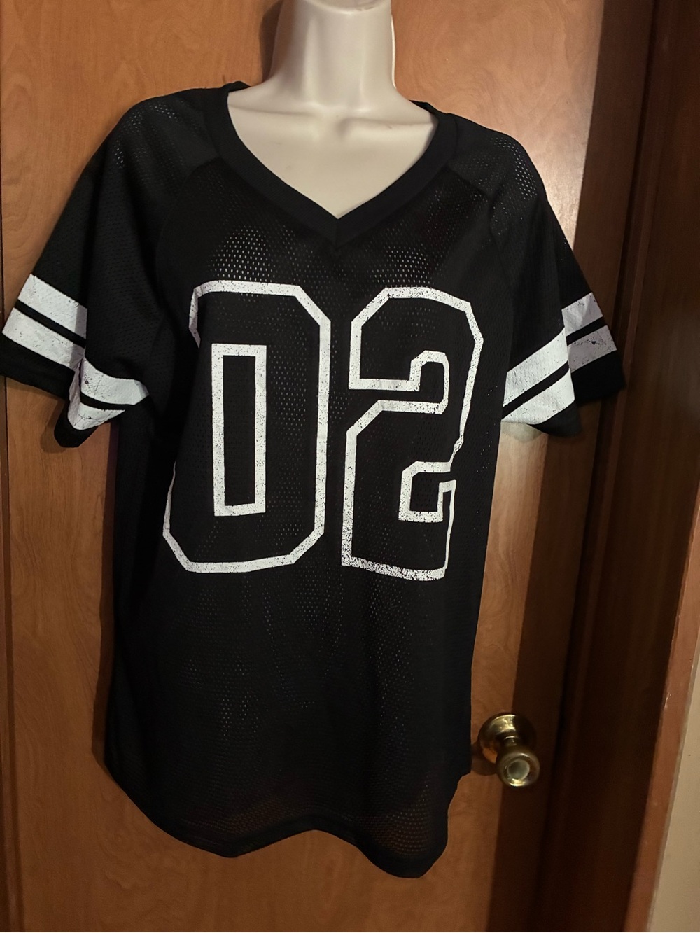 No Boundaries Black Mesh Jersey Tee with White '02' Print